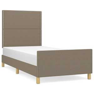 Rám postele bez matrace taupe 100 x 200 cm textil - obrázek 2