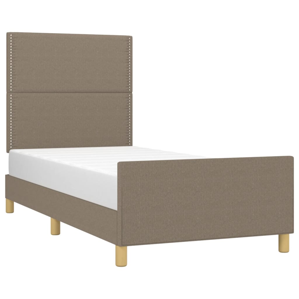 vidaXL Bedframe met hoofdbord stof taupe 100x200 cm