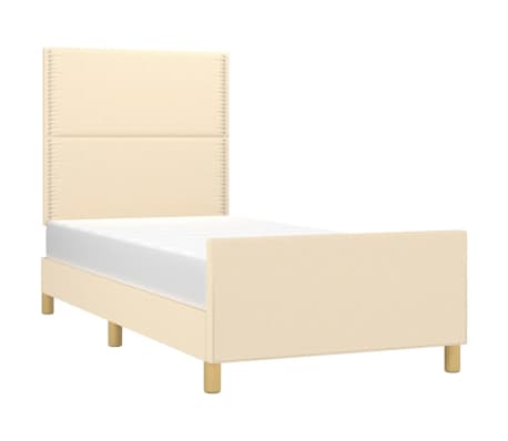 vidaXL Bettgestell ohne Matratze Creme 100x200 cm Stoff