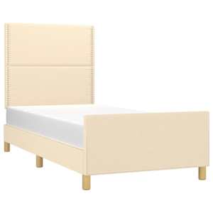 vidaXL Bettgestell ohne Matratze Creme 100x200 cm Stoff