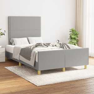 Rám postele bez matrace světle šedá 120 x 200 cm textil - obrázek 1