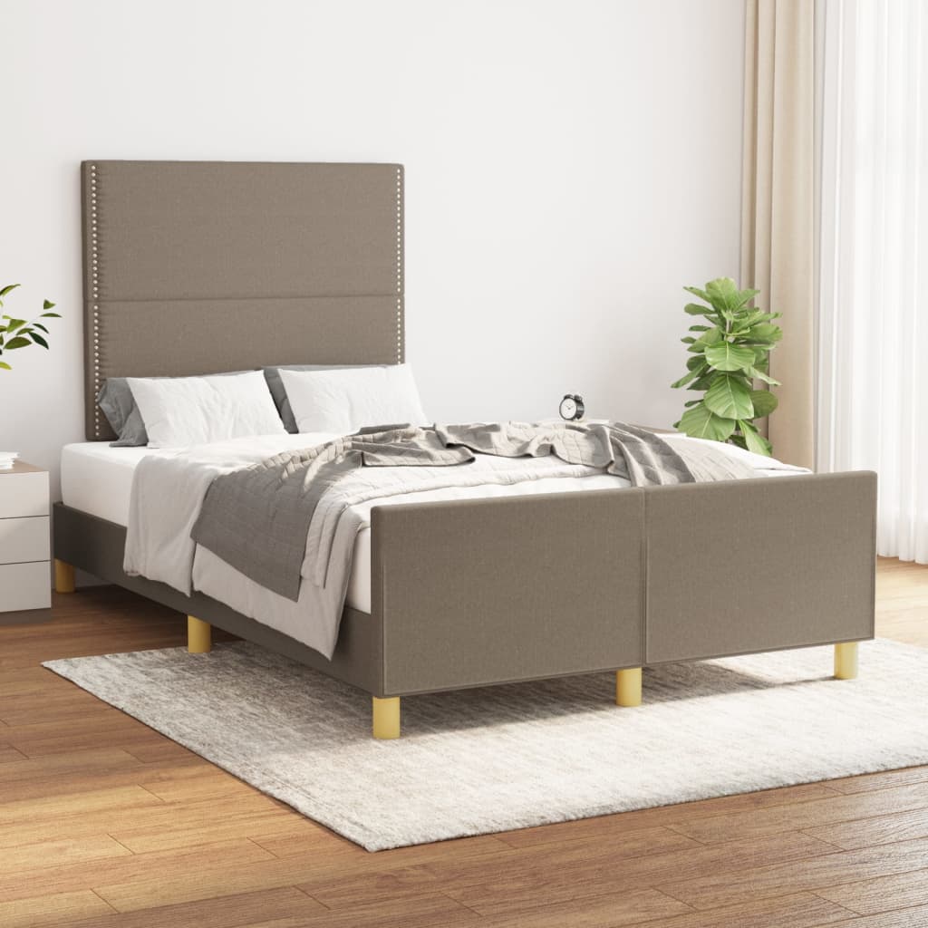 vidaXL Cadru de pat cu tăblie, gri taupe, 120×200 cm, textil vidaXL imagine 2022