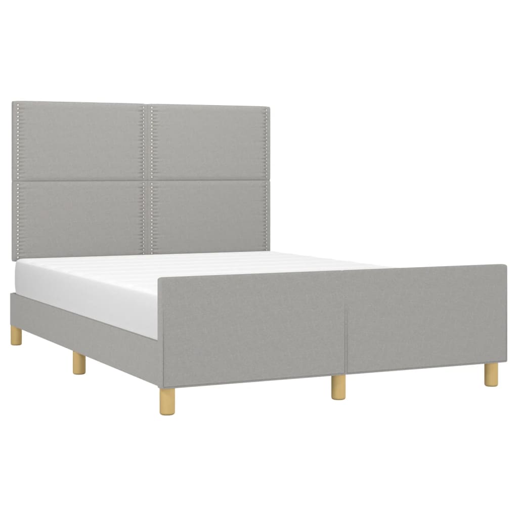 vidaXL Bedframe zonder matras stof lichtgrijs 140x190 cm afbeelding