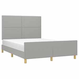 Rám postele bez matrace světle šedý 140 x 190 cm textil - obrázek 3