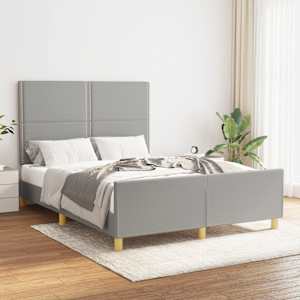 Rám postele bez matrace světle šedý 140 x 190 cm textil - obrázek 1