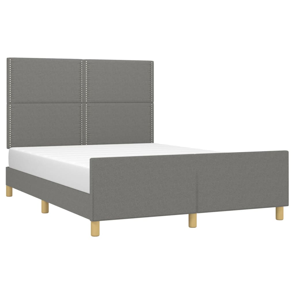 vidaXL Bedframe zonder matras stof donkergrijs 140x190 cm afbeelding