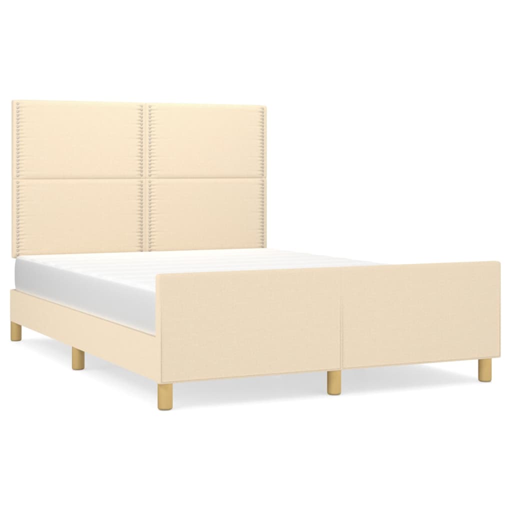 Thumbnail - vidaXL Bettgestell ohne Matratze Creme 140x190 cm Stoff
