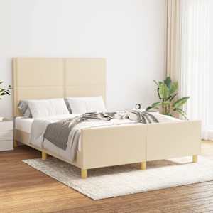 Rám postele bez matrace krémový 140 x 190 cm textil - obrázek 1