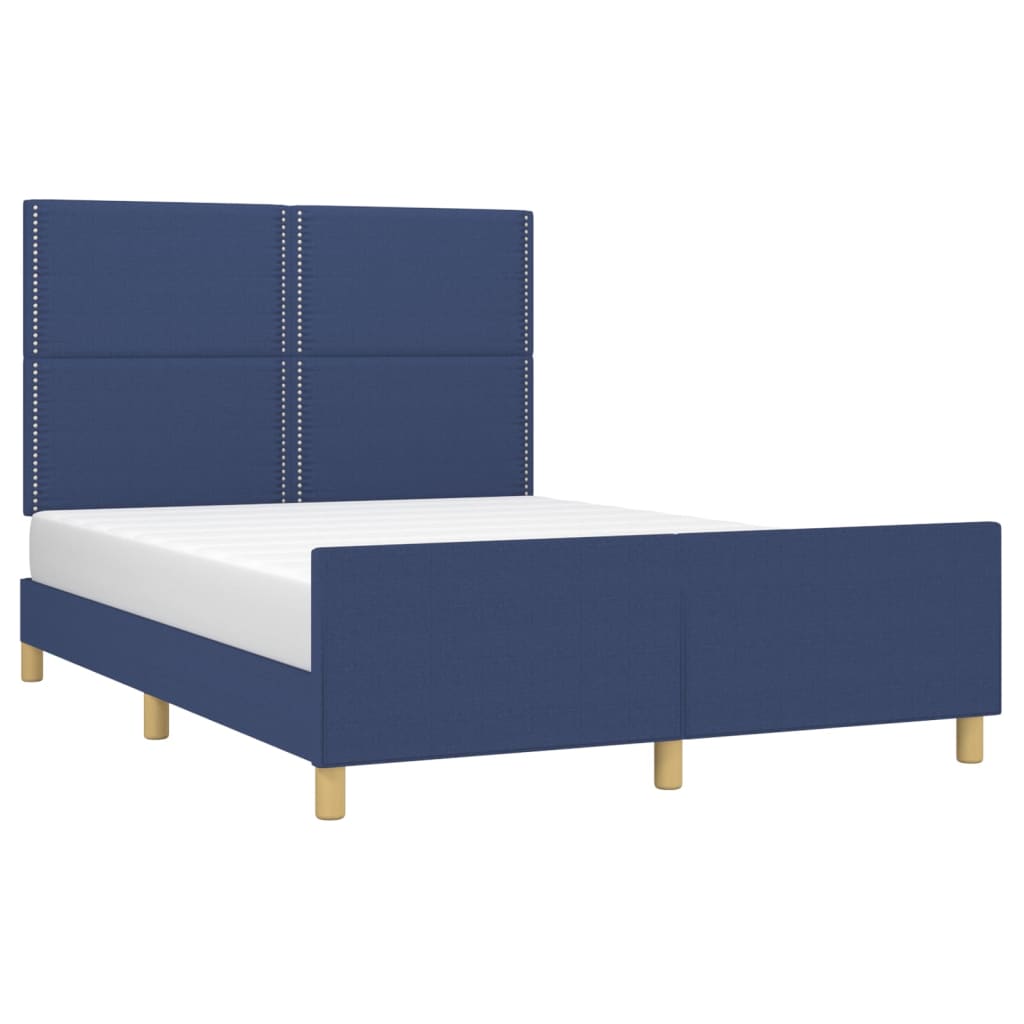 vidaXL Bedframe zonder matras stof blauw 140x190 cm afbeelding
