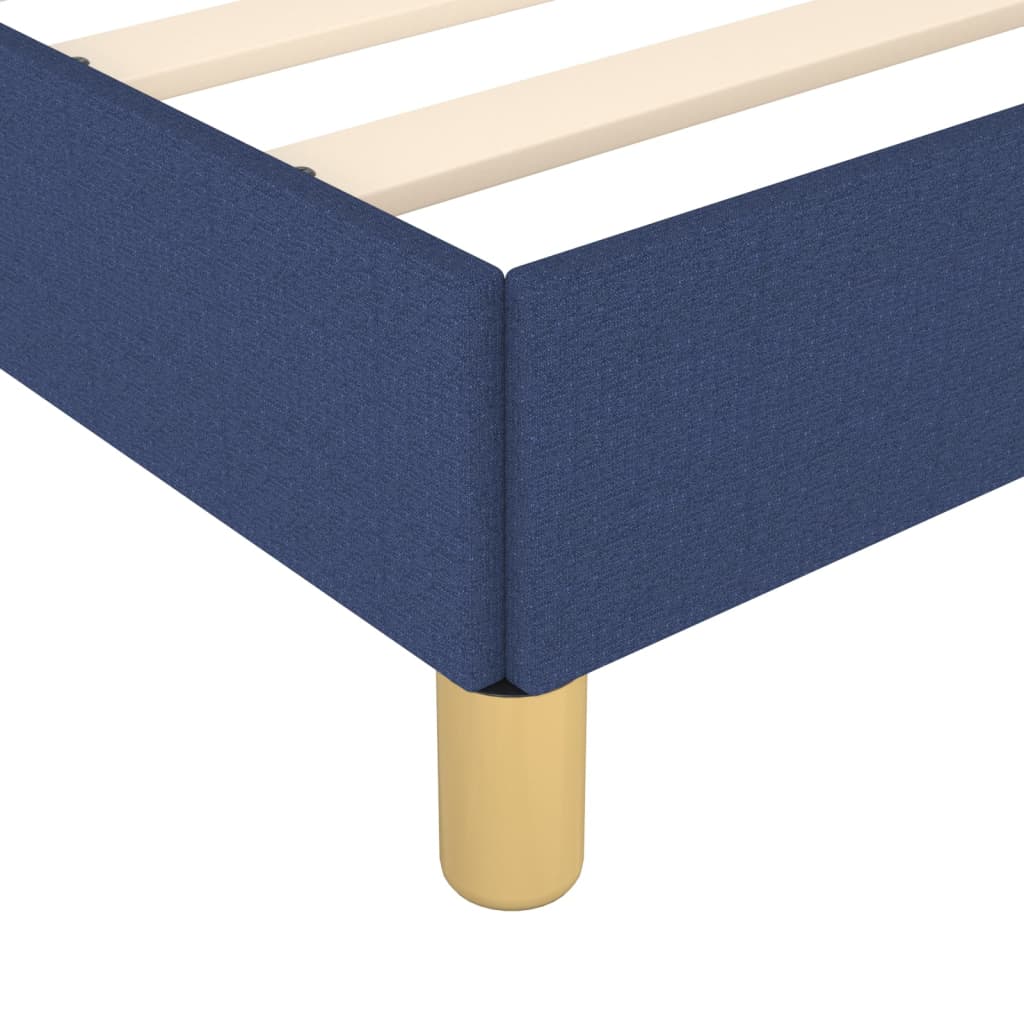 Cadru de pat cu tăblie, albastru, 140x190 cm, textil