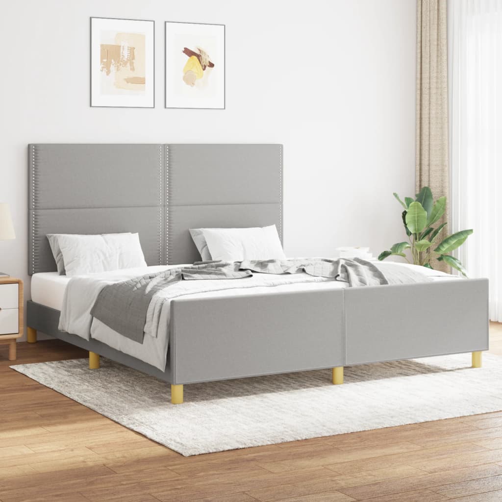 vidaXL Rám postele s čelem světle šedý 160x200 cm textil