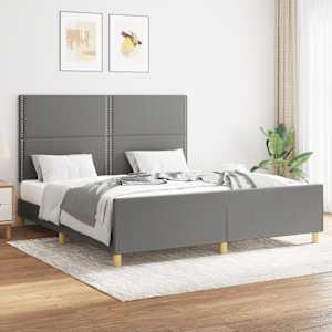 Rám postele bez matrace tmavě šedý 160 x 200 cm textil - obrázek 1