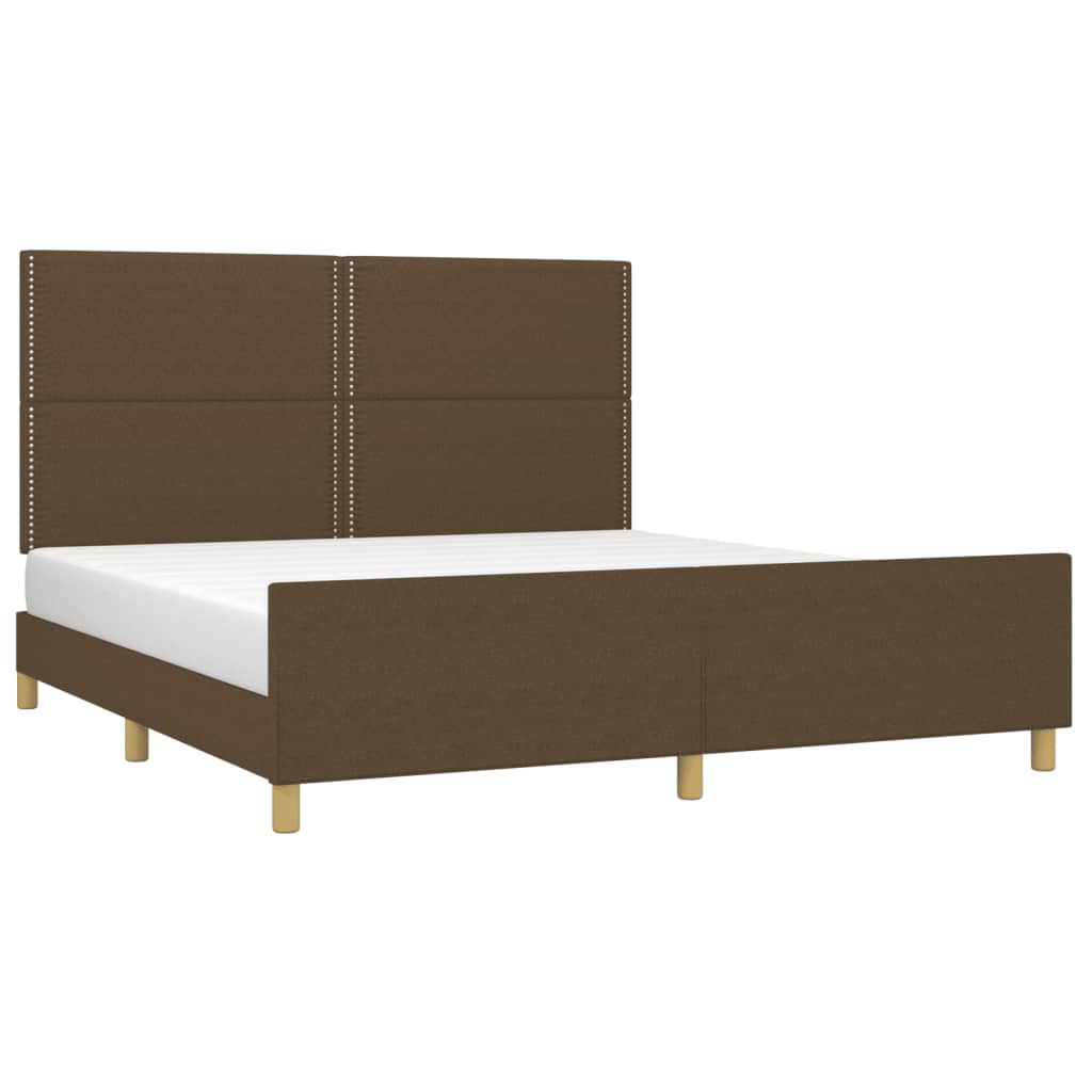 vidaXL Bedframe zonder matras stof donkerbruin 180x200 cm afbeelding