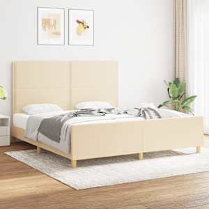 Rám postele bez matrace krémový 180 x 200 cm textil - obrázek 1