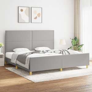 Rám postele bez matrace světle šedý 200 x 200 cm textil - obrázek 1