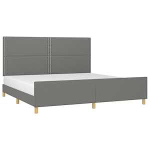 Rám postele bez matrace tmavě šedý 200 x 200 cm textil - obrázek 3