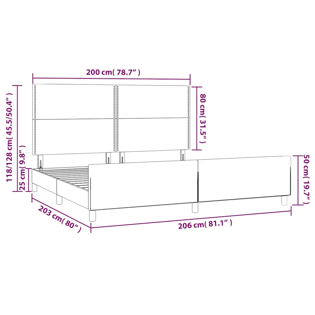 Rám postele bez matrace černý 200 x 200 cm textil - obrázek 14