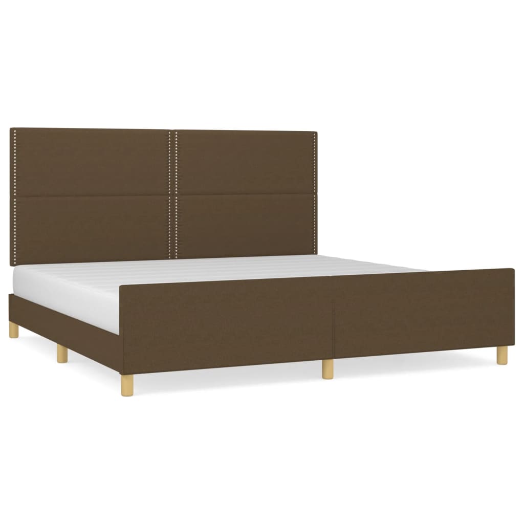 vidaXL Rám postele bez matrace tmavě hnědý 200 x 200 cm textil