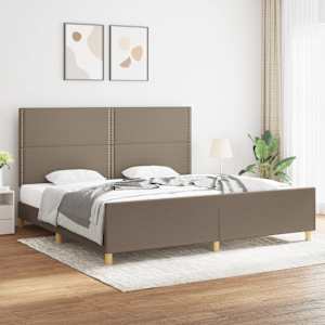 Rám postele bez matrace taupe 200 x 200 cm textil - obrázek 1