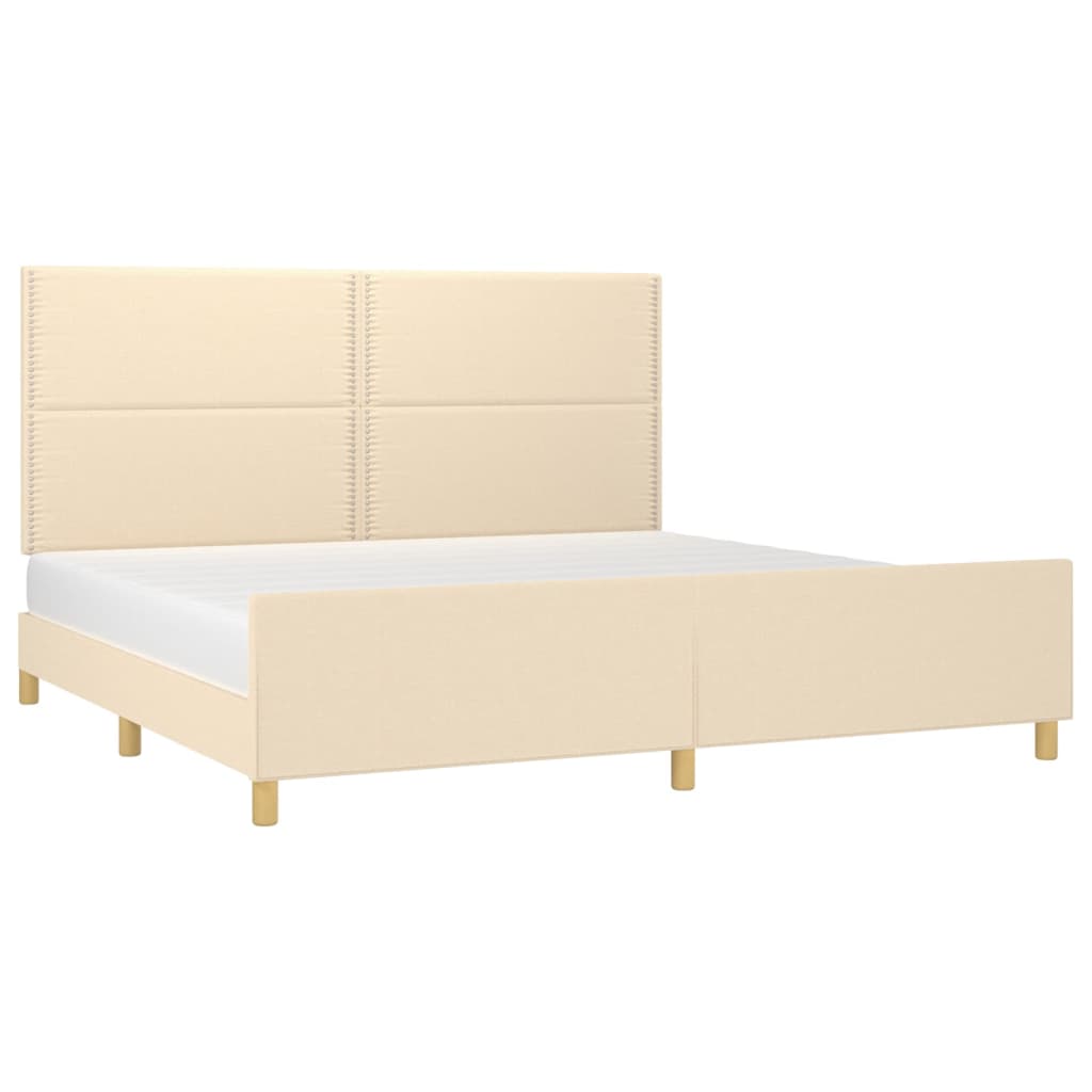 vidaXL Bedframe zonder matras stof crèmekleurig 200x200 cm afbeelding
