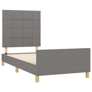 Rám postele bez matrace tmavě šedá 80 x 200 cm textil - obrázek 4