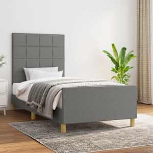 Rám postele bez matrace tmavě šedá 80 x 200 cm textil - obrázek 1