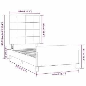 Rám postele bez matrace tmavě hnědá 80 x 200 cm textil - obrázek 14