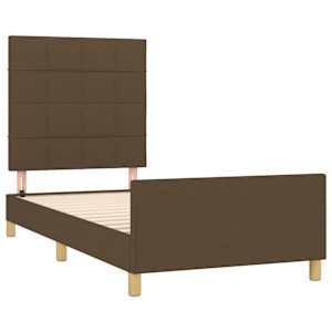 Rám postele bez matrace tmavě hnědá 80 x 200 cm textil - obrázek 4