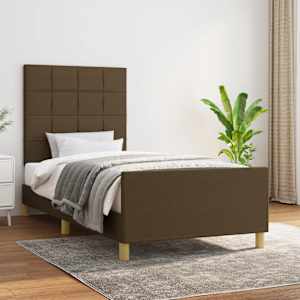 Rám postele bez matrace tmavě hnědá 80 x 200 cm textil - obrázek 1