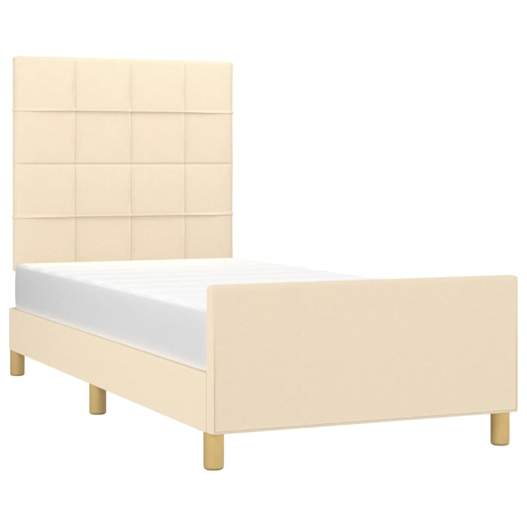 vidaXL Bedframe zonder matras 80x200 cm stof crèmekleurig afbeelding