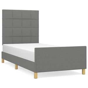 Rám postele bez matrace tmavě šedá 90 x 190 cm textil - obrázek 2