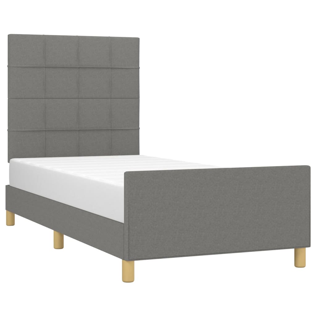 vidaXL Bedframe zonder matras 90x190 cm stof donkergrijs afbeelding
