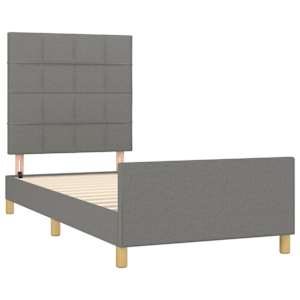 Rám postele bez matrace tmavě šedá 90 x 190 cm textil - obrázek 4