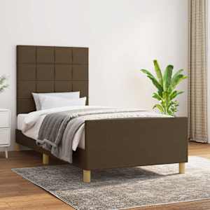 Rám postele bez matrace tmavě hnědá 90 x 190 cm textil - obrázek 1