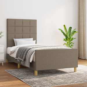 Rám postele bez matrací taupe 90x190 cm textil - obrázek 1