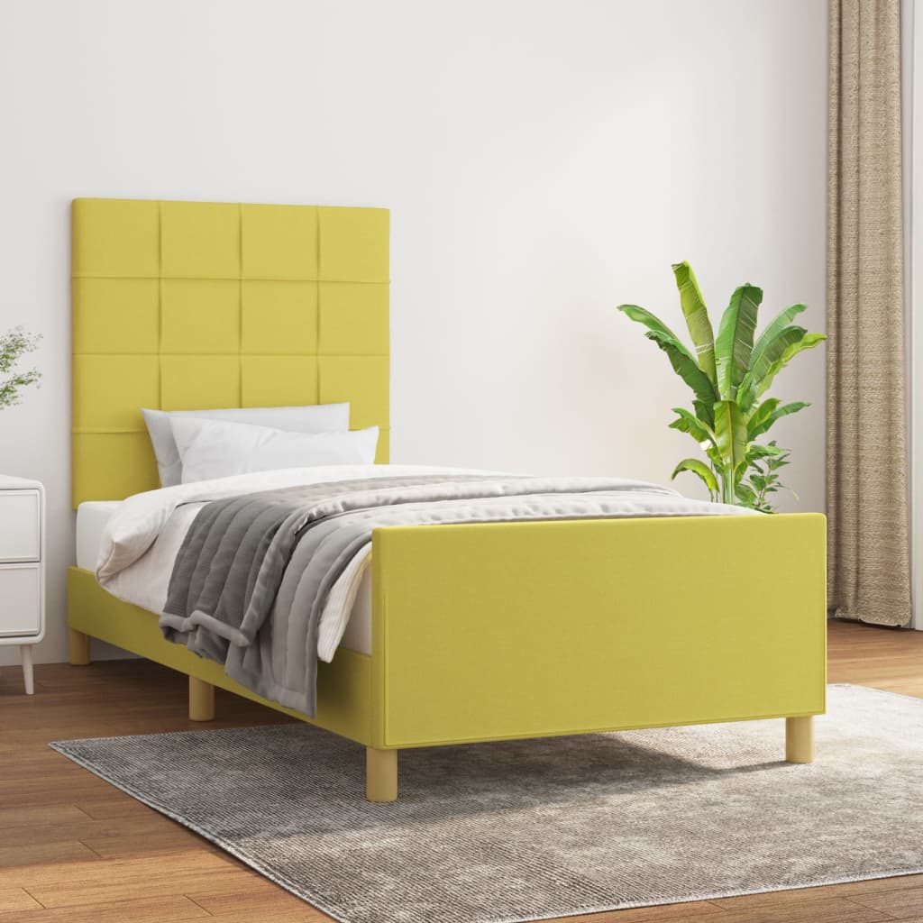 vidaXL Cadru de pat cu tÄƒblie, verde, 90×190 cm, textil