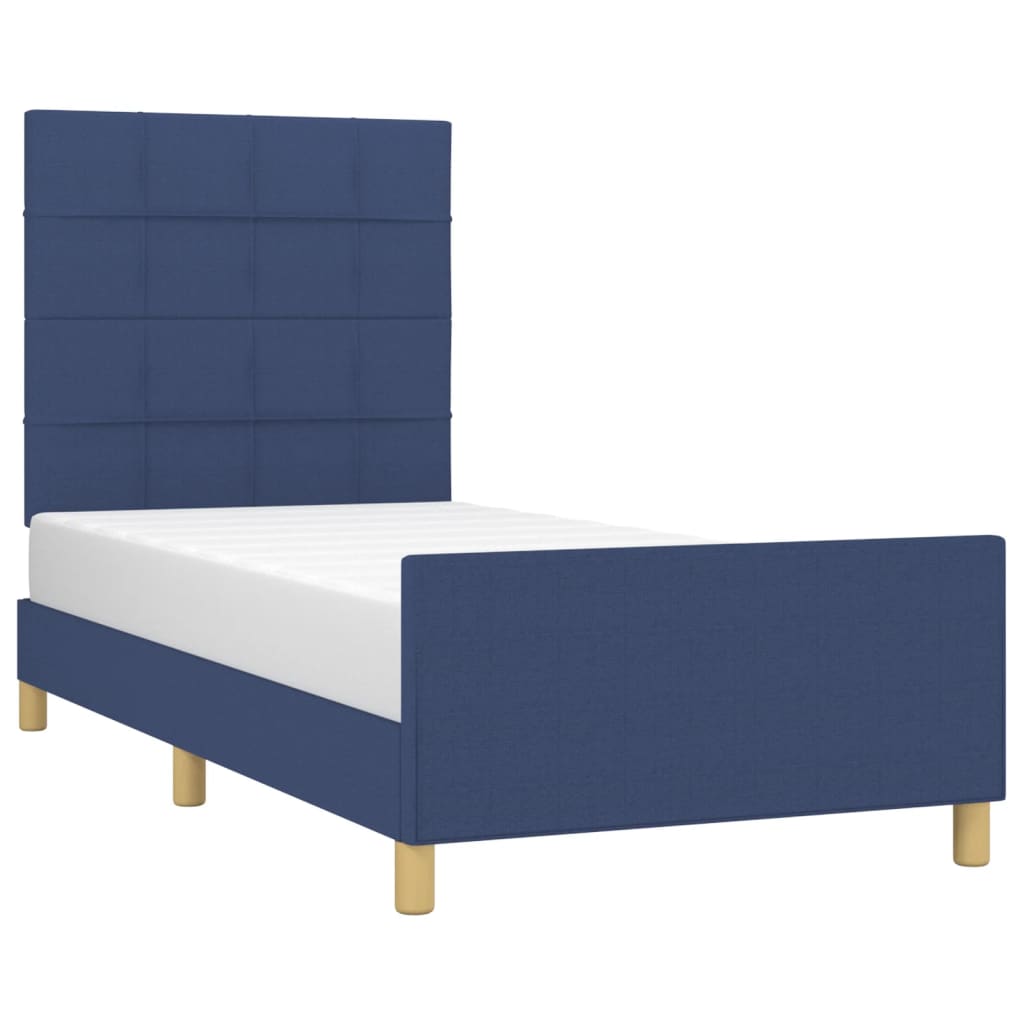 vidaXL Bedframe zonder matras 90x200 cm stof blauw afbeelding