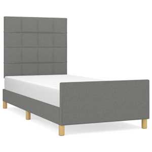 Rám postele bez matrace tmavě šedá 100 x 200 cm textil - obrázek 2
