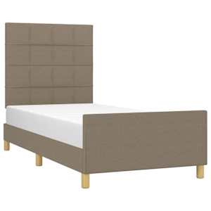 Rám postele bez matrace taupe 100 x 200 cm textil - obrázek 3