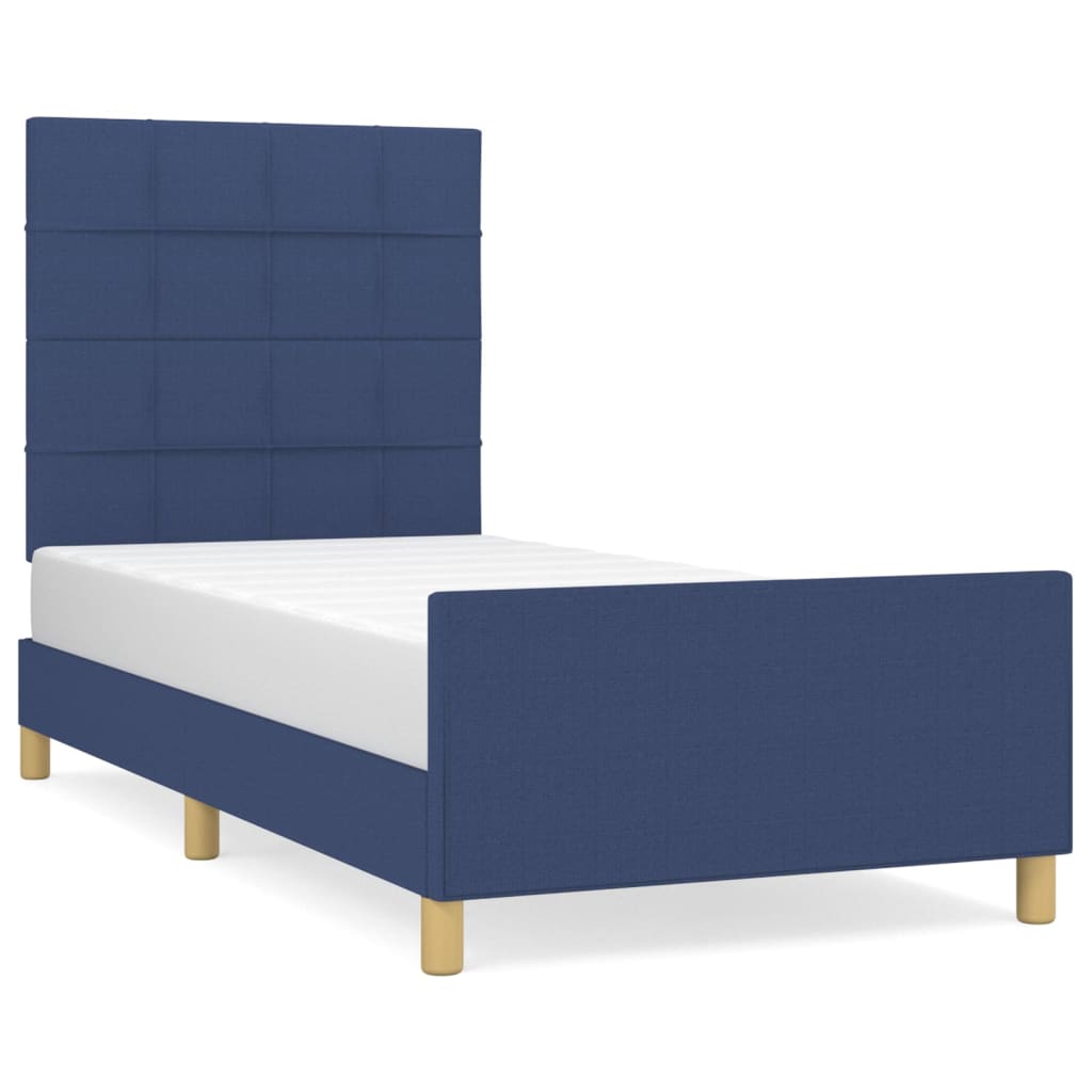 Thumbnail - vidaXL Bettgestell ohne Matratze Blau 100x200 cm Stoff