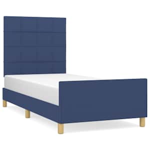 Rám postele bez matrací modrá 100x200 cm textil - obrázek 2