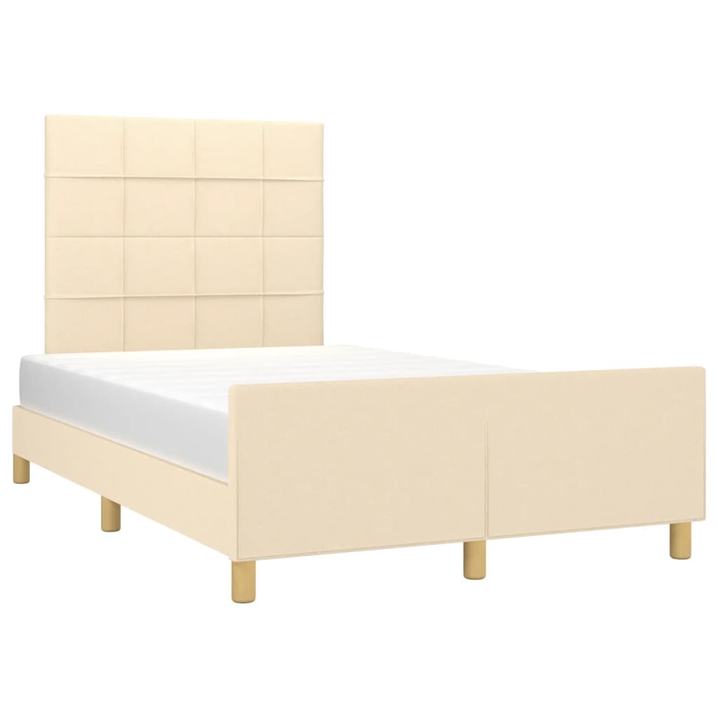 vidaXL Bedframe zonder matras 120x200 cm stof crèmekleurig afbeelding