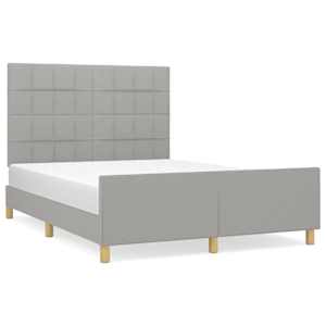 Rám postele bez matrace světle šedý 140 x 190 cm textil - obrázek 2