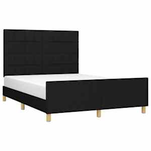 Rám postele bez matrace černý 140 x 190 cm textil - obrázek 3
