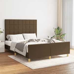 Rám postele bez matrace tmavě hnědý 140 x 190 cm textil - obrázek 1