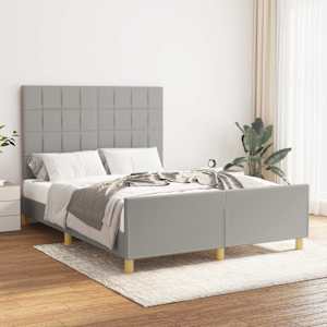Rám postele bez matrace světle šedý 140 x 200 cm textil - obrázek 1
