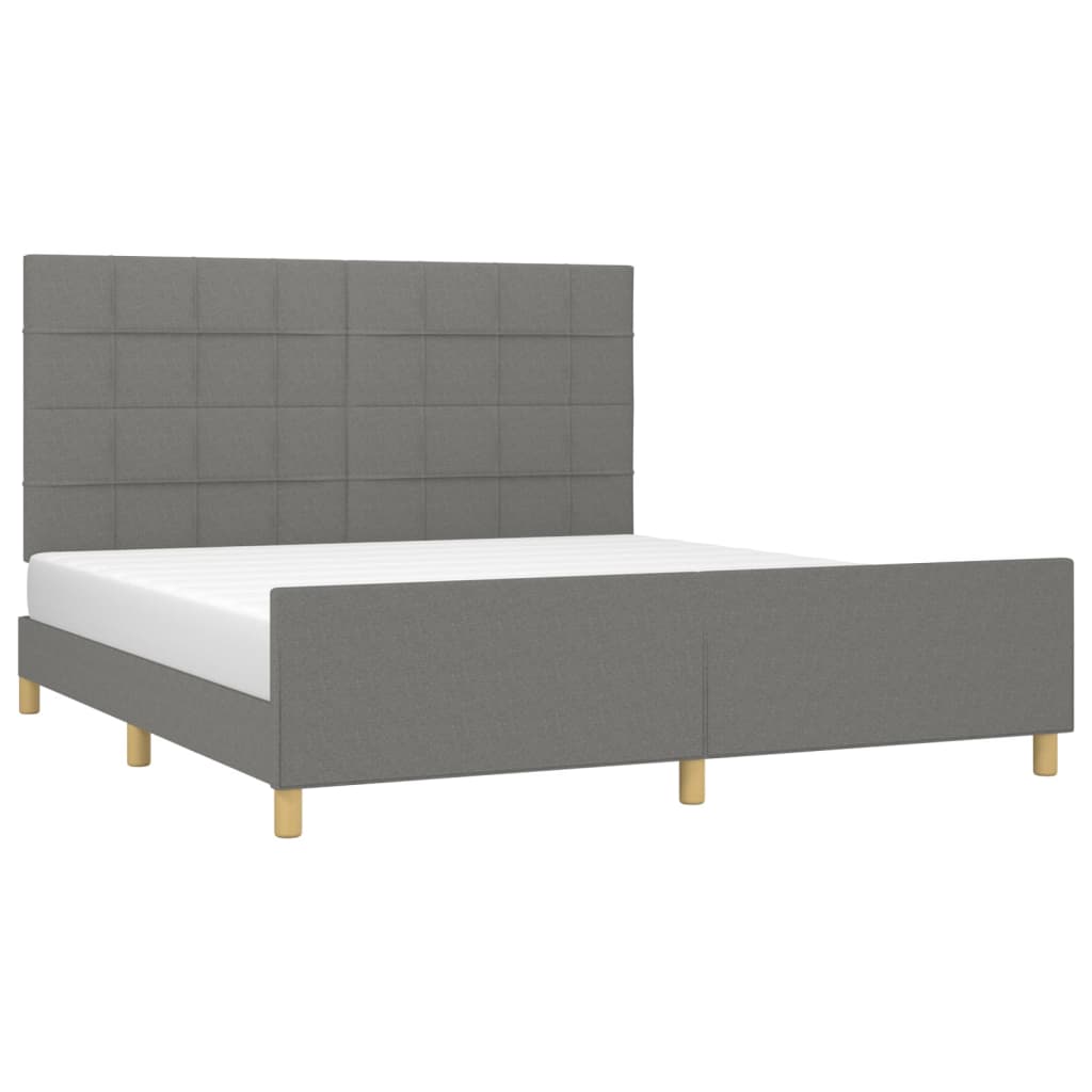 vidaXL Bedframe zonder matras stof donkergrijs 160x200 cm afbeelding