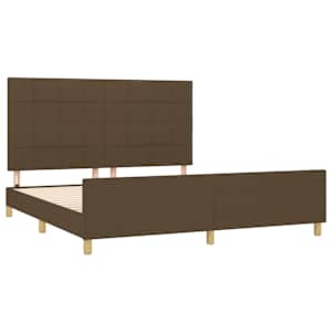 Rám postele bez matrace tmavě hnědý 160 x 200 cm textil - obrázek 4