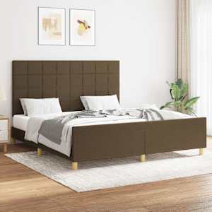 Rám postele bez matrace tmavě hnědý 160 x 200 cm textil - obrázek 1