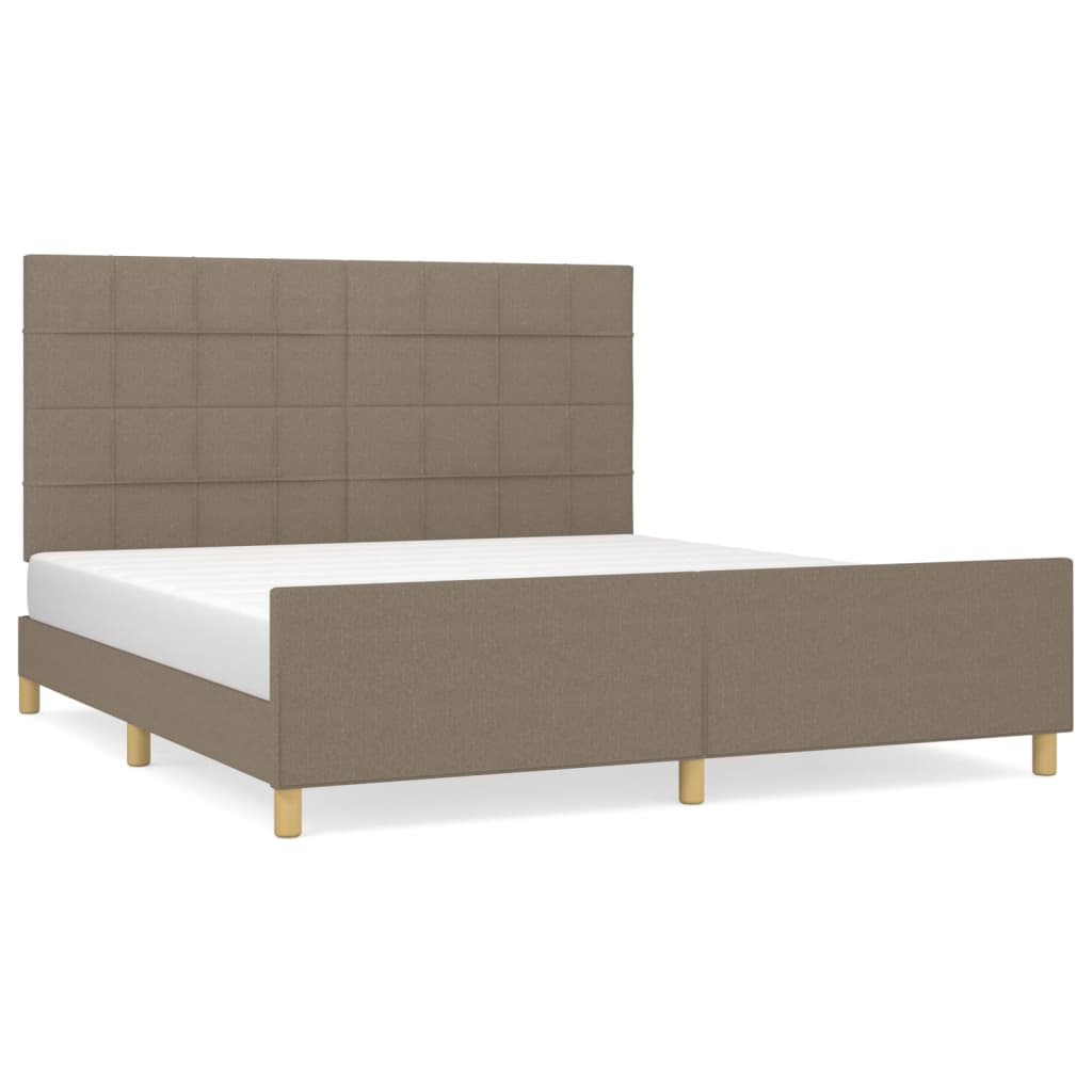 vidaXL Bedframe met hoofdeinde stof taupe 160x200 cm
